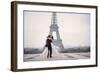 Bride & Groom at Eiffel Tower-null-Framed Art Print