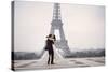 Bride & Groom at Eiffel Tower-null-Stretched Canvas