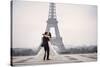 Bride & Groom at Eiffel Tower-null-Stretched Canvas