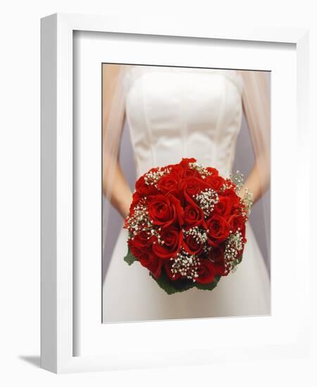 Bride with bridal bouquet-null-Framed Photographic Print