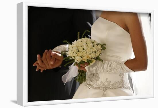 Bride with her father at a Catholic wedding, Jerusalem-Godong-Framed Photographic Print