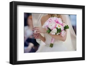 Bride with Her Peonies Bouquet-hadrian-Framed Photographic Print