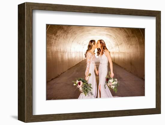 Brides first look pre-wedding ceremony, Corona, California, USA-Laura Grier-Framed Photographic Print