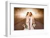 Brides first look pre-wedding ceremony, Corona, California, USA-Laura Grier-Framed Photographic Print