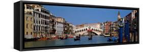 Bridge across a Canal, Rialto Bridge, Grand Canal, Venice, Veneto, Italy-null-Framed Stretched Canvas