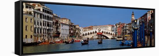 Bridge across a Canal, Rialto Bridge, Grand Canal, Venice, Veneto, Italy-null-Framed Stretched Canvas