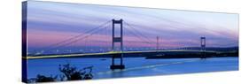 Bridge across a River at Dusk, Severn Bridge, Aust, Gloucestershire, England-null-Stretched Canvas