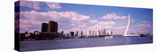 Bridge Across a River, Erasmus Bridge, Nieuwe Maas River, Rotterdam, South Holland, Netherlands-null-Stretched Canvas