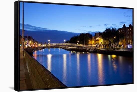 Bridge across a River, Ha'Penny Bridge, Liffey River, Dublin-null-Framed Stretched Canvas