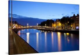 Bridge across a River, Ha'Penny Bridge, Liffey River, Dublin-null-Stretched Canvas