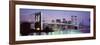 Bridge across a River Lit Up at Dusk, Brooklyn Bridge, East River, World Trade Center-null-Framed Photographic Print