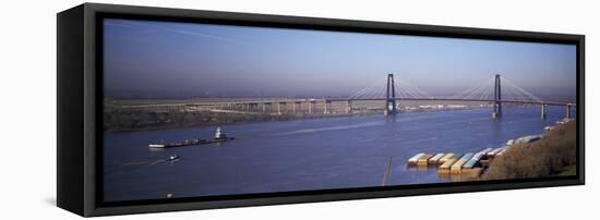 Bridge across a River, Mississippi River, New Orleans, Louisiana, USA-null-Framed Stretched Canvas