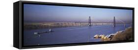 Bridge across a River, Mississippi River, New Orleans, Louisiana, USA-null-Framed Stretched Canvas