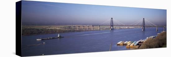 Bridge across a River, Mississippi River, New Orleans, Louisiana, USA-null-Stretched Canvas