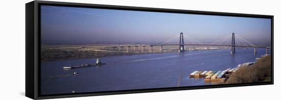 Bridge across a River, Mississippi River, New Orleans, Louisiana, USA-null-Framed Stretched Canvas