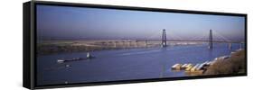 Bridge across a River, Mississippi River, New Orleans, Louisiana, USA-null-Framed Stretched Canvas