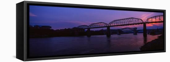 Bridge across a River, Walnut Street Bridge, Tennessee River, Chattanooga, Tennessee, USA-null-Framed Stretched Canvas