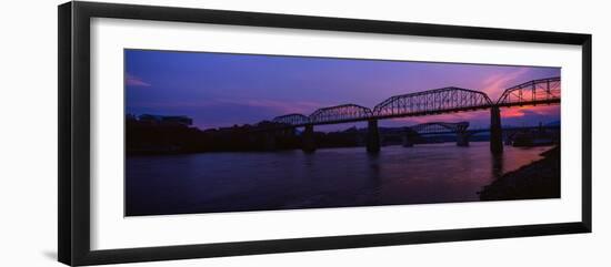 Bridge across a River, Walnut Street Bridge, Tennessee River, Chattanooga, Tennessee, USA-null-Framed Photographic Print