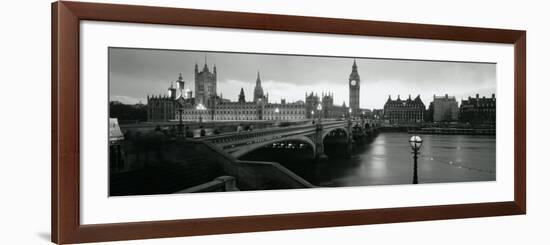 Bridge across a River, Westminster Bridge, Houses of Parliament, Big Ben, London, England-null-Framed Photographic Print