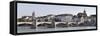 Bridge across a River with a Cathedral in the Background, Mittlere Rheinbrucke-null-Framed Stretched Canvas