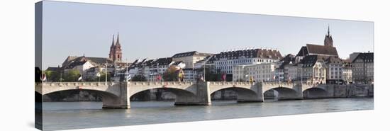 Bridge across a River with a Cathedral in the Background, Mittlere Rheinbrucke-null-Stretched Canvas