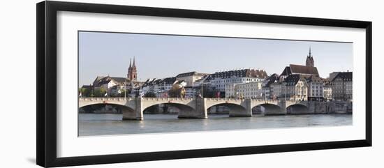 Bridge across a River with a Cathedral in the Background, Mittlere Rheinbrucke-null-Framed Photographic Print