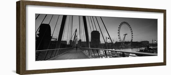 Bridge across a River with a Ferris Wheel in the Background, Golden Jubilee Bridge-null-Framed Photographic Print