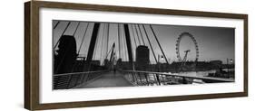 Bridge across a River with a Ferris Wheel in the Background, Golden Jubilee Bridge-null-Framed Photographic Print