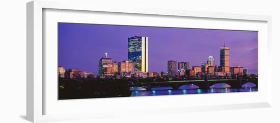 Bridge across Charles River, Back Bay, Longfellow Bridge, Boston, Suffolk County, Massachusetts, US-null-Framed Photographic Print