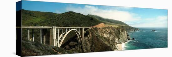 Bridge across Hills at the Coast, Bixby Bridge, Highway 101, Big Sur, California, USA-null-Stretched Canvas