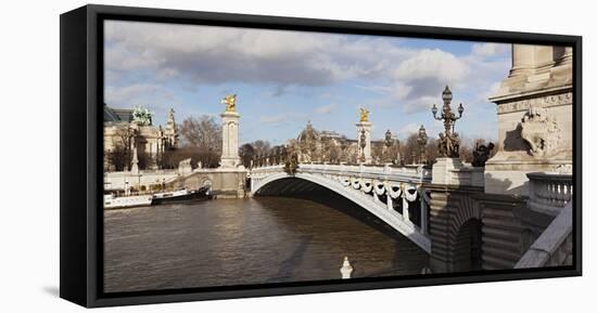 Bridge across the River, Pont Alexandre Iii, Seine River, Paris, Ile-De-France, France-null-Framed Stretched Canvas