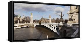 Bridge across the River, Pont Alexandre Iii, Seine River, Paris, Ile-De-France, France-null-Framed Stretched Canvas