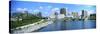 Bridge across the Scioto River with skyscrapers in the background, Columbus, Ohio, USA-null-Stretched Canvas