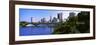 Bridge across the Scioto River with skyscrapers in the background, Columbus, Ohio, USA-null-Framed Photographic Print