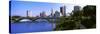 Bridge across the Scioto River with skyscrapers in the background, Columbus, Ohio, USA-null-Stretched Canvas