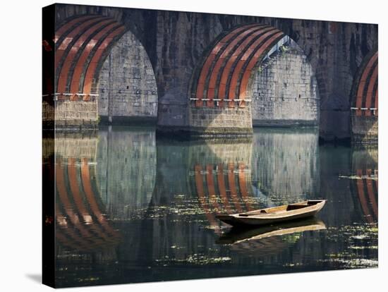 Bridge and Boat on Wuyang River, Zhenyuan, Guizhou, China-Keren Su-Stretched Canvas