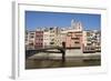 Bridge and Brightly Painted Houses on the Bank of the Riu Onyar-Martin Child-Framed Photographic Print