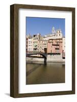 Bridge and Brightly Painted Houses on the Bank of the Riu Onyar-Martin Child-Framed Photographic Print