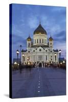 Bridge and Cathedral of Christ the Redeemer at Night, Moscow, Russia, Europe-Martin Child-Stretched Canvas