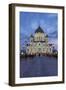Bridge and Cathedral of Christ the Redeemer at Night, Moscow, Russia, Europe-Martin Child-Framed Photographic Print