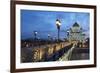 Bridge and Cathedral of Christ the Redeemer at Night, Moscow, Russia, Europe-Martin Child-Framed Photographic Print