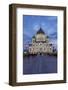 Bridge and Cathedral of Christ the Redeemer at Night, Moscow, Russia, Europe-Martin Child-Framed Photographic Print