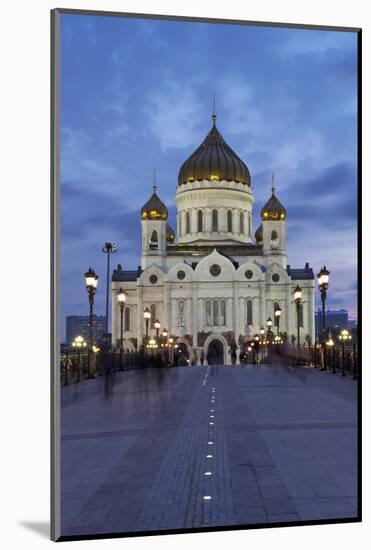 Bridge and Cathedral of Christ the Redeemer at Night, Moscow, Russia, Europe-Martin Child-Mounted Photographic Print