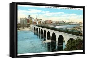 Bridge and Milling Section, Minneapolis, Minnesota-null-Framed Stretched Canvas