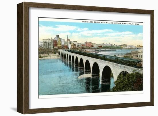 Bridge and Milling Section, Minneapolis, Minnesota-null-Framed Art Print