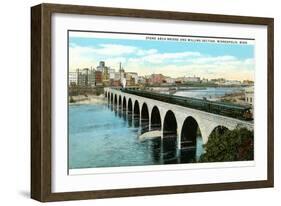 Bridge and Milling Section, Minneapolis, Minnesota-null-Framed Art Print