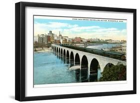 Bridge and Milling Section, Minneapolis, Minnesota-null-Framed Art Print