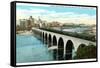 Bridge and Milling Section, Minneapolis, Minnesota-null-Framed Stretched Canvas