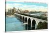 Bridge and Milling Section, Minneapolis, Minnesota-null-Stretched Canvas