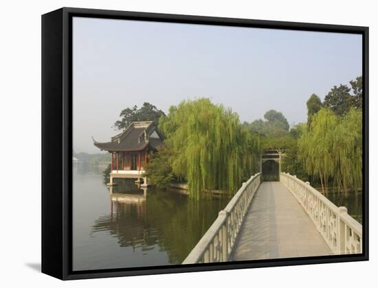 Bridge and Pavilion, West Lake, Hangzhou, Zhejiang Province, China, Asia-Jochen Schlenker-Framed Stretched Canvas